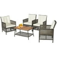 thumbnail image 2 of Costway 5PCS Patio Rattan Furniture Set Cushioned Sofa Armrest Wooden Tabletop, 2 of 9