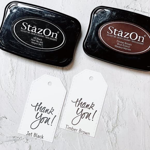 StazOn Multi-Surface Solvent Ink Pad and Reinker Bundle - StazOn Jet Black and Timber Brown Solvent Ink Pads and Reinkers - with Trebbies Detail Sticks