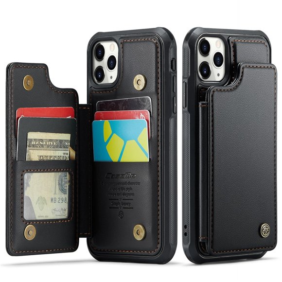 CaseMe Leather for iPhone 11 Pro Max Case with Card Holder, Wallet Case for Women Men with RFID Blocking, Durable Leather Kickstand Magnetic Clasp Shockproof Phone Case for iPhone 11 Pro Max 6.5-inch