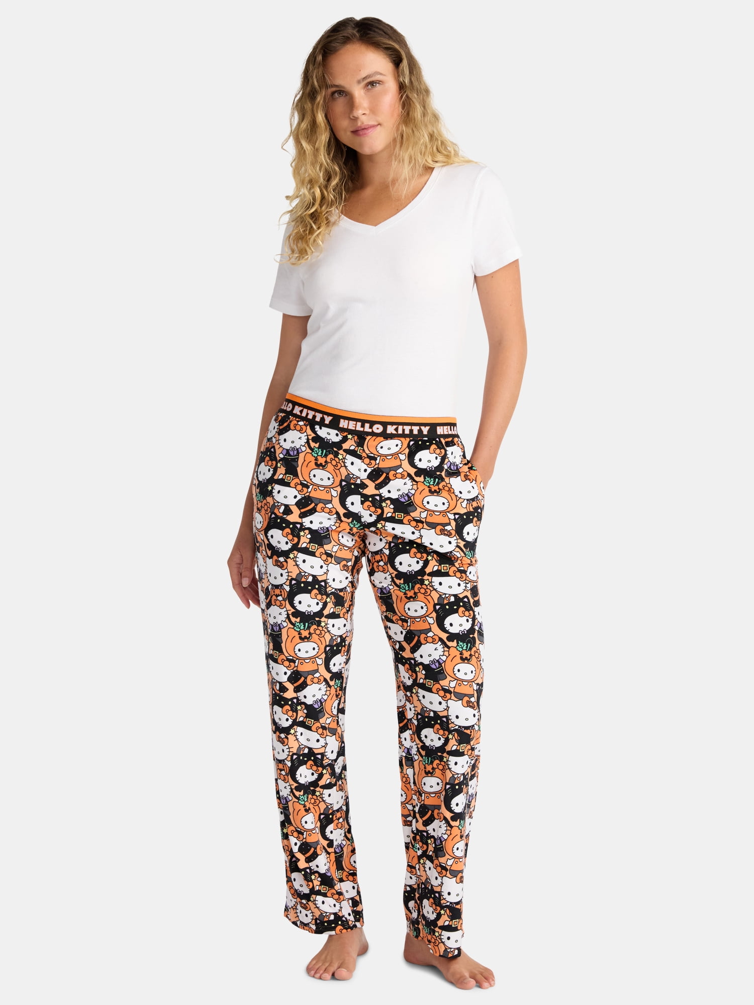 Hello Kitty Women's and Women's Plus Halloween Velour Sleep Pants, Sizes XS-3X