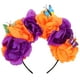 thumbnail image 1 of KAKOWELY Corona de flores mexicanas, diadema para el Día de los Muertos, tocado para festivales, disfraz, tocado de Halloween, corona floral mexicana, aro para el cabello con rosas, 1 of 4