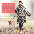 thumbnail image 4 of Wearable Oversized Blanket,Brown Geometric Triangle Diamond Pattern Wearable Blanket Hoodie for Adults,Cozy Hooded Blankets with Super Pockets,Super Warm Fuzzy Pullover for Women & Men, 4 of 6