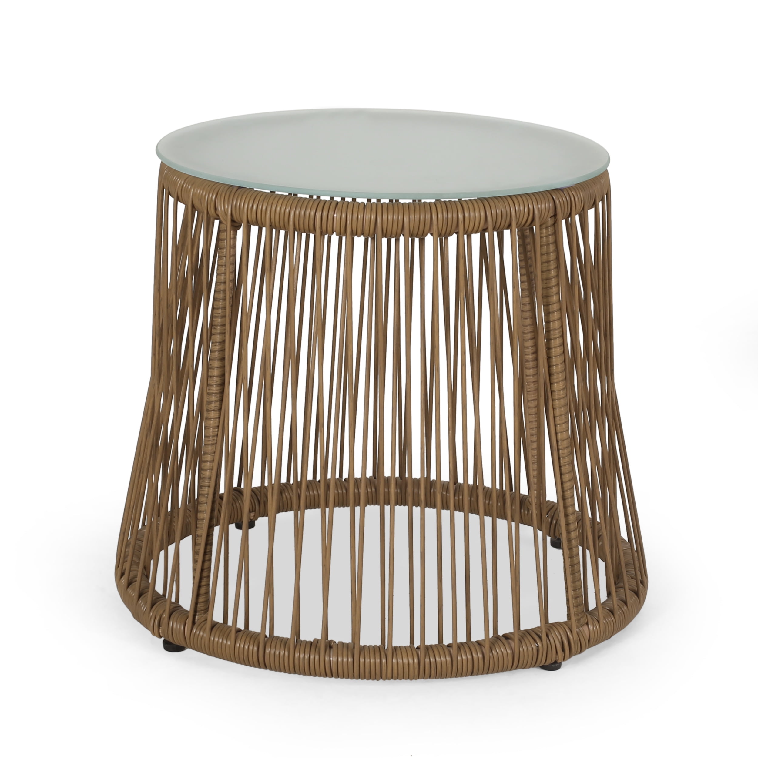 Outdoor Leisure Combination Seat Set, Wicker Structure Conversation Furniture for Patio Garden, Light Brown
