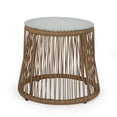 thumbnail image 4 of GDF Studio Fromberg Outdoor Wicker 3 Piece Chat Set with Cushion, Light Brown and Beige, 4 of 12