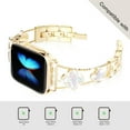 thumbnail image 4 of Compatible with Apple Watch Bands 38mm 40mm 41mm for Women Girls, Stylish Clover Jewelry Diamond Rhinestone Metal Wristband Strap for iWatch Ultra SE Series 9 8/7/6/5/4/3/2/1, Gold, 4 of 7