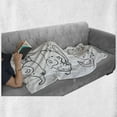 thumbnail image 6 of Cartoon Soft Flannel Fleece Throw Blanket, Black and White Doodle Style Various States Running Sleeping Eating, Cozy Plush for Indoor and Outdoor Use, 60" x 80", Black White, by Ambesonne, 6 of 6
