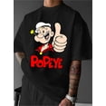 thumbnail image 1 of T-Shirt Graphique Popeye 100 % Coton pour Hommes - Col Rond Décontracté, Légèrement Extensible, Tissu Tricoté Toutes Saisons, Coupe Régulière, pour Adultes Fête des Pères, Fête des Mères, Nouvel An, Festival de Printemps, Saint-Valentin, In, 1 of 6