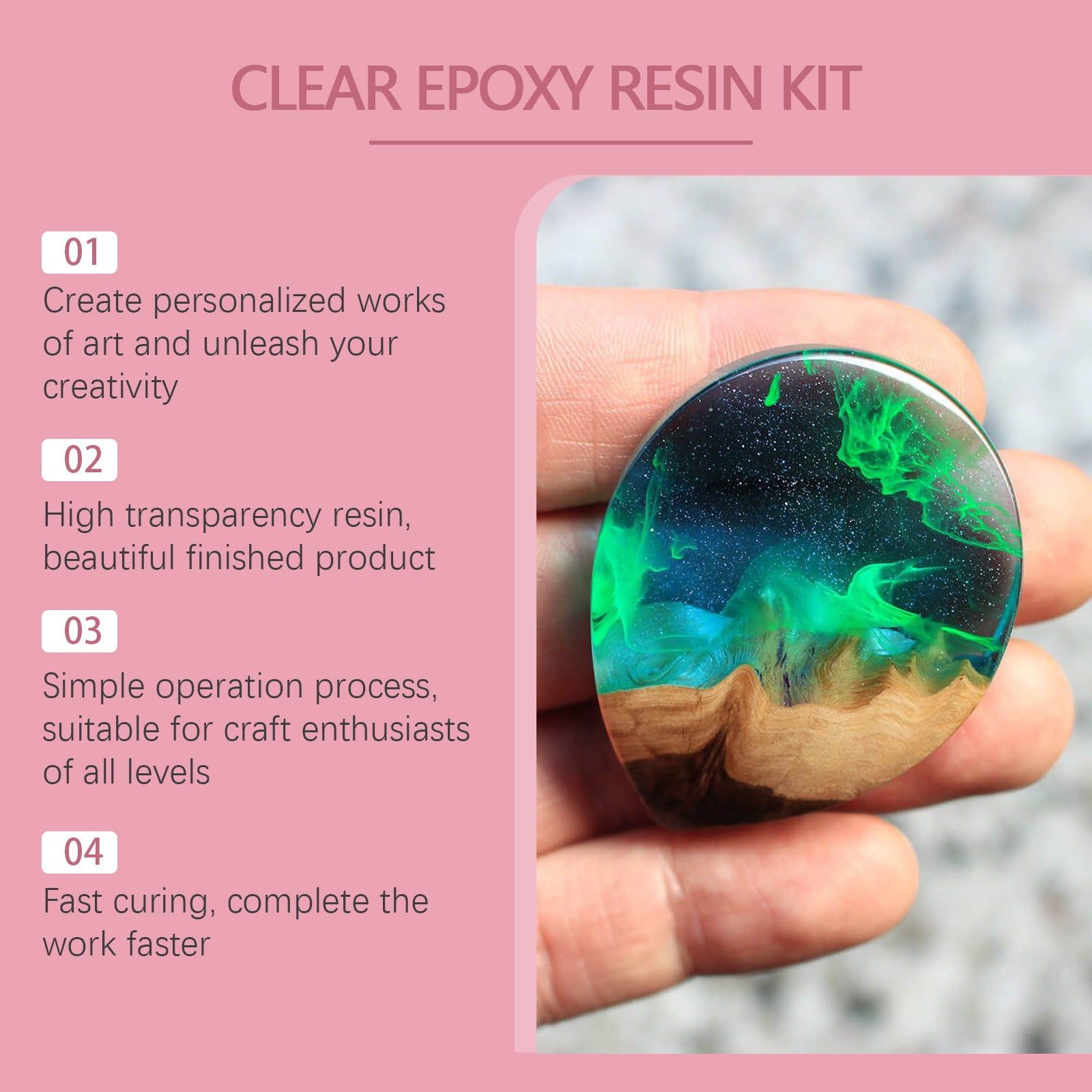 Dowmoo Epoxy Resin AB Glue Kit - High Transparency, Anti-Yellowing, Includes 1A Resin, 1B Hardener, 2 Stir Sticks, 1 Pair Gloves, 2 Mixing Cups - For DIY Crafts, Crystal Making, Art Projects, Jewelry