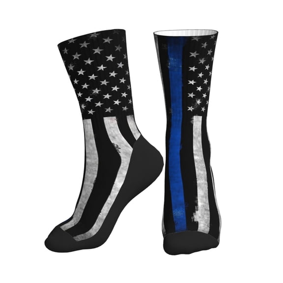 Men Women Retro Police America Flag Novelty Soft Funny Dress Crew Socks