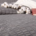 thumbnail image 4 of Organictune 3 Piece Seersucker Textured Stripe Duvet Cover Set, Breathable and Cool Comforter Cover Set with Zipper & Corner Ties, Dark Gray, King, 4 of 6