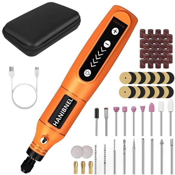 HANIBNEL Mini Cordless Rotary Tool,5-Speed Adjustment 3.7V Multi-Purpose Power Rotary Tool with 61 Accessories for Sanding,Polishing, Drilling,DIY Etc