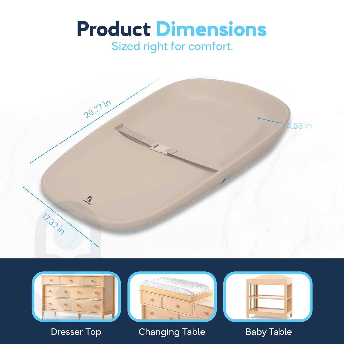 Baby Proof Me Nest Diaper Changing Pad, EVA, Baby Changing Pad with Safety Belt, Beige