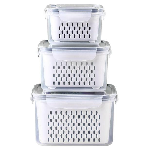 Juego de recipientes para almacenamiento de alimentos Ronanemon para nevera, paquete de 3 unidades, sin BPA