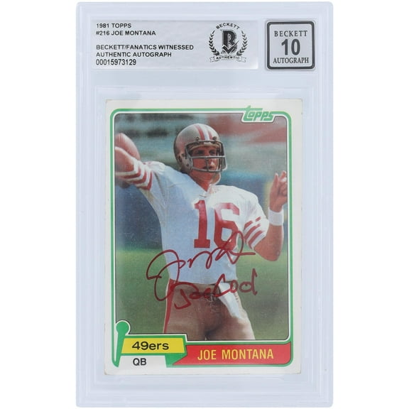 Joe Montana San Francisco 49ers Autographed 1980 Topps Series 1 Red Ink #216 Beckett Fanatics Witnessed Authenticated 10 Rookie Card with "Joe Cool" Inscription - Fanatics Authentic Certified