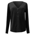 thumbnail image 3 of UKAP Ladies Knit Cardigan Long Sleeve Knitted Sweaters Winter Warm Sweater Basic Chic Tops Black 2XL, 3 of 5