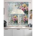 thumbnail image 2 of Spring Rose Kitchen Curtains Sets 36 Inch Length with Valance, Floral Leaves Botanical Rustic Wood Board Swag Valances and Tiers Curtain Set Drapes Swag Curtains for Living Room, Bathroom, Bedroom, 2 of 6