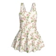 thumbnail image 4 of COEQINE Girls One Piece Tank Swimsuit with Skirt & Inner Liner, U Neck & V-Back Wide Strap Swimwear for Beach Play, Family Vacation, for Girls 12-13 Years, Pink Rose Floral, 4 of 8