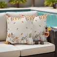 thumbnail image 4 of White Pumpkin Fall Outdoor Waterproof Pillow Covers, Thanksgiving Eucalyptus Leaves Linen Decorative Square Throw Pillowcase Sofa Cushion Sham for Patio/Couch/Chair, 16"x16" 2 Pack, 4 of 8