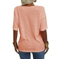 thumbnail image 2 of Summer Women's Casual Solid Color T-shirt Half Sleeved Simple V-neck Tee Tops, 2 of 5