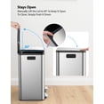 thumbnail image 6 of Dual Compartment Kitchen Trash Can, 2 x 10.5 Gallon Stainless Steel Garbage & Recycling Bin Combo for Kitchen, Soft Close Lids, Odor Proof, Hands Free, 6 of 9