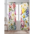 thumbnail image 2 of Sheer Curtains 96 Inches Long 2 Panels Set for Living Room, Spring Floral Semi Sheer Curtains for Windows, Farmhouse Elegant Flowers Watercolor Voile Window Treatments Rod Pocket Curtain, 2 of 7