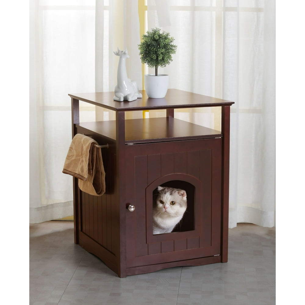 Merry Products Cat Litter Box Cover / Night Stand Pet House, Espresso ...