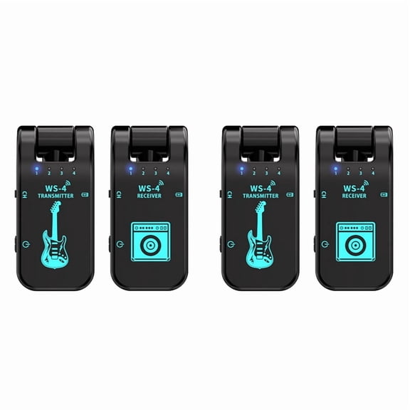 2X 2.4G WS-4 Wireless Guitar System Transmitter Receiver for Electric Bass 48K/16bit