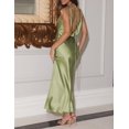 thumbnail image 4 of Vestido largo VUBIYA elegante de satén con cuello en V sin espalda para mujer, 4 of 6