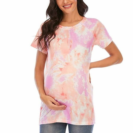

Summer Savings Clearance! Edvintorg T Shirt Pregnancy Womens Print Round Neck Short Sleeve Casual Maternity Shirt Pregnant Women Clothing