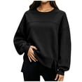 thumbnail image 2 of XRoczxe Women Crew Neck Oversized Sweatshirt Long Sleeve Raglan Top Side Split Hem Wrinkle Resistant Soft Casual Layering Pullover Multiple Fresh Solid Colors, 2 of 7