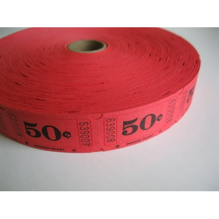 - 2000 Red 50 cents Single Roll Consecutively Numbered Raffle Tickets, 2000 Red 50 cents Single Roll Raffle Tickets By 50/50 Raffle Tickets Ship from US
