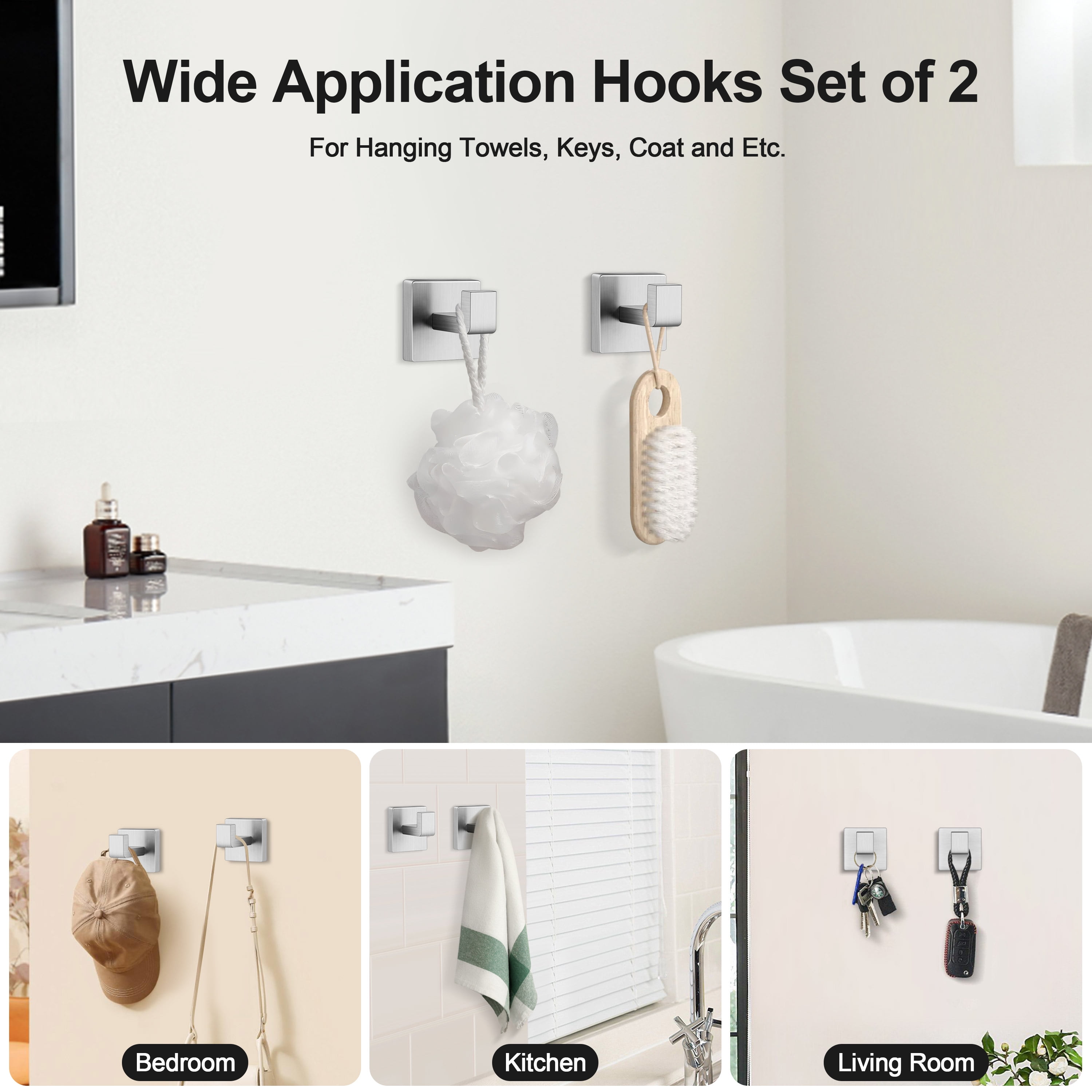 Coliware 5 Pieces Bathroom Hardware Set, Wall Mounted Stainless Steel Bathroom Accessories Kit Includes Towel Bar, Toilet Paper Holder, Towel Ring, Robe Hooks, Bathroom Towel Bar Holder Sets