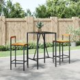 thumbnail image 1 of vidaXL 3 Piece Garden Bar Set Black Poly Rattan& Solid Wood Acacia, 1 of 4