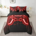 thumbnail image 2 of Erosebridal Neon Gamepad Bed in a Bag Twin Size,Geometry Honeycomb Bed Set,Red Black Bedding Twin Size For Boys,Super Cozy Room Decoration Reversible,7 Pieces, 2 of 7