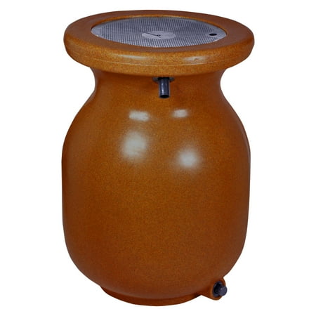 KoolScapes 50 Gallon Teracotta Look Rain Barrel with Brass Tap and Drain Plug Durable Recycled Plastic