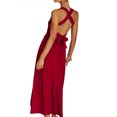 thumbnail image 4 of xiaxaixu Robe d'Été Décontractée pour Femmes Dos Nu Couleur Unie Robe Longue Froncée Mode Robe à Nouer Croisée, 4 of 7