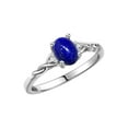 thumbnail image 4 of RYLOS Rings for Women Sterling Silver Classic Style Birthstone Ring 7X5MM Oval Gemstone &  Diamonds September Lapis Jewelry for Women Size 8, 4 of 7