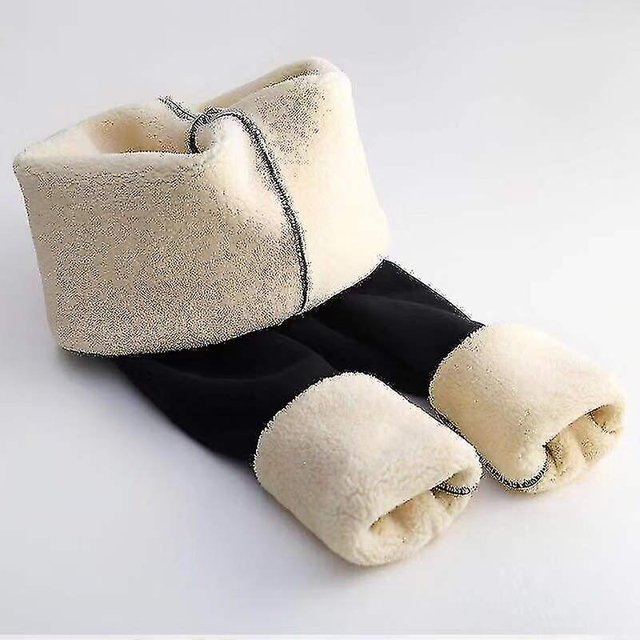 Mallas forradas de lana Sherpa de invierno, mallas de Cachemira gruesas elásticas de cintura alta, pantalones térmicos cálidos de felpa LingWen 9024715592637