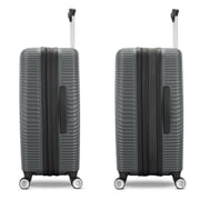 American Tourister Color Waves Medium Checked Expandable Luggage Suitcase with Spinner Wheels, Charcoal