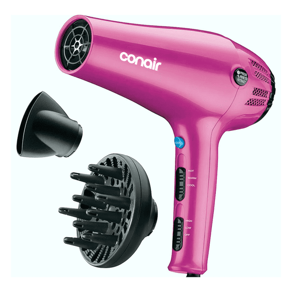 Conair Ionic Ceramic Cord-Keeper Hair Dryer, Retractable Cord, Diffuser and Concentrator