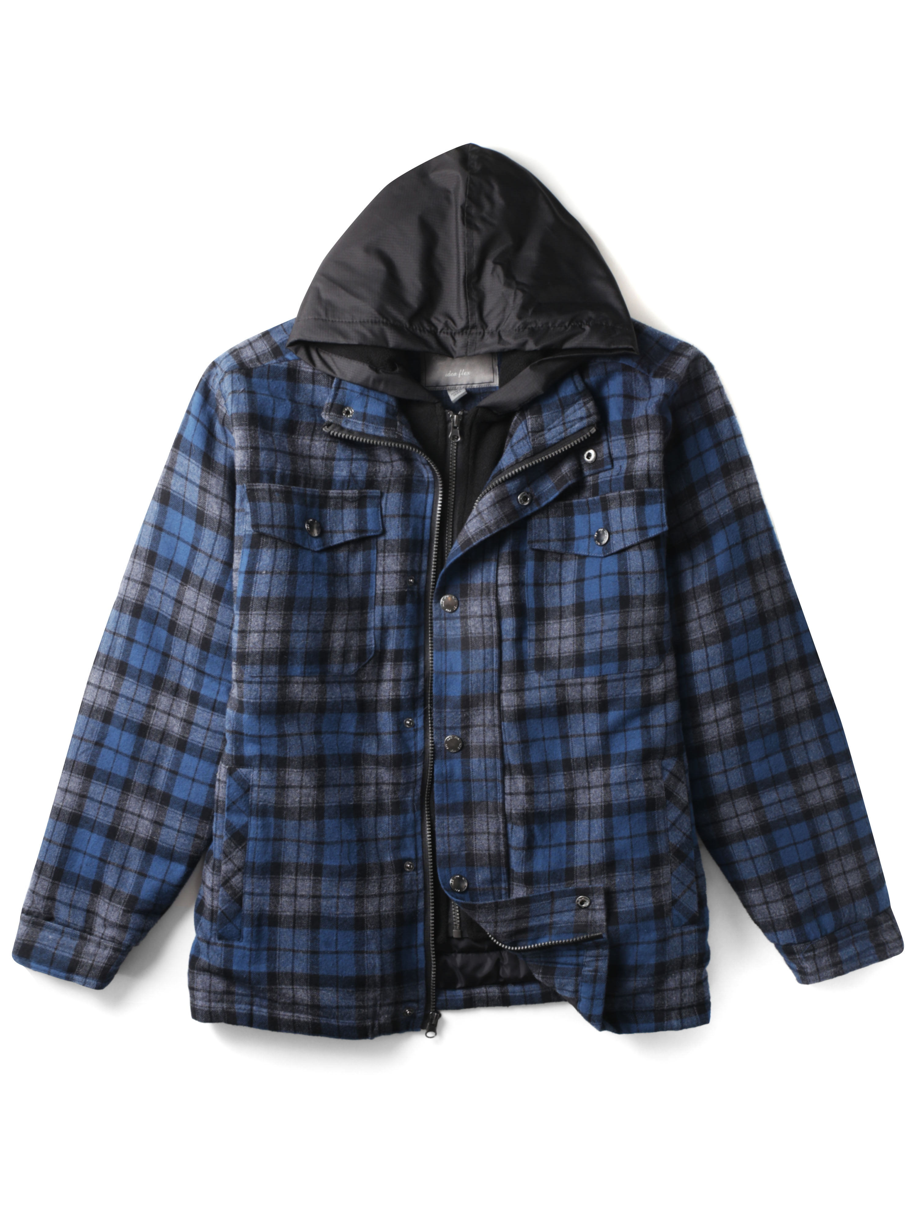 Ma Croix Mens Long Sleeve Padded Flannel Jacket with Hood - Walmart.com