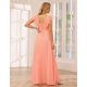 thumbnail image 2 of Vestido de dama de honor TIRAS Aline con volantes y estampado floral champán para mujer 16, 2 of 6