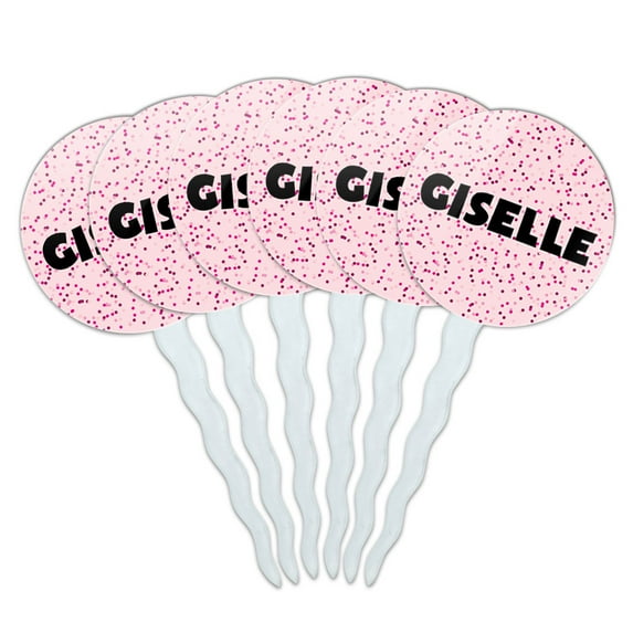 Giselle Cupcake Picks Toppers - Set of 6 - Pink Speckles