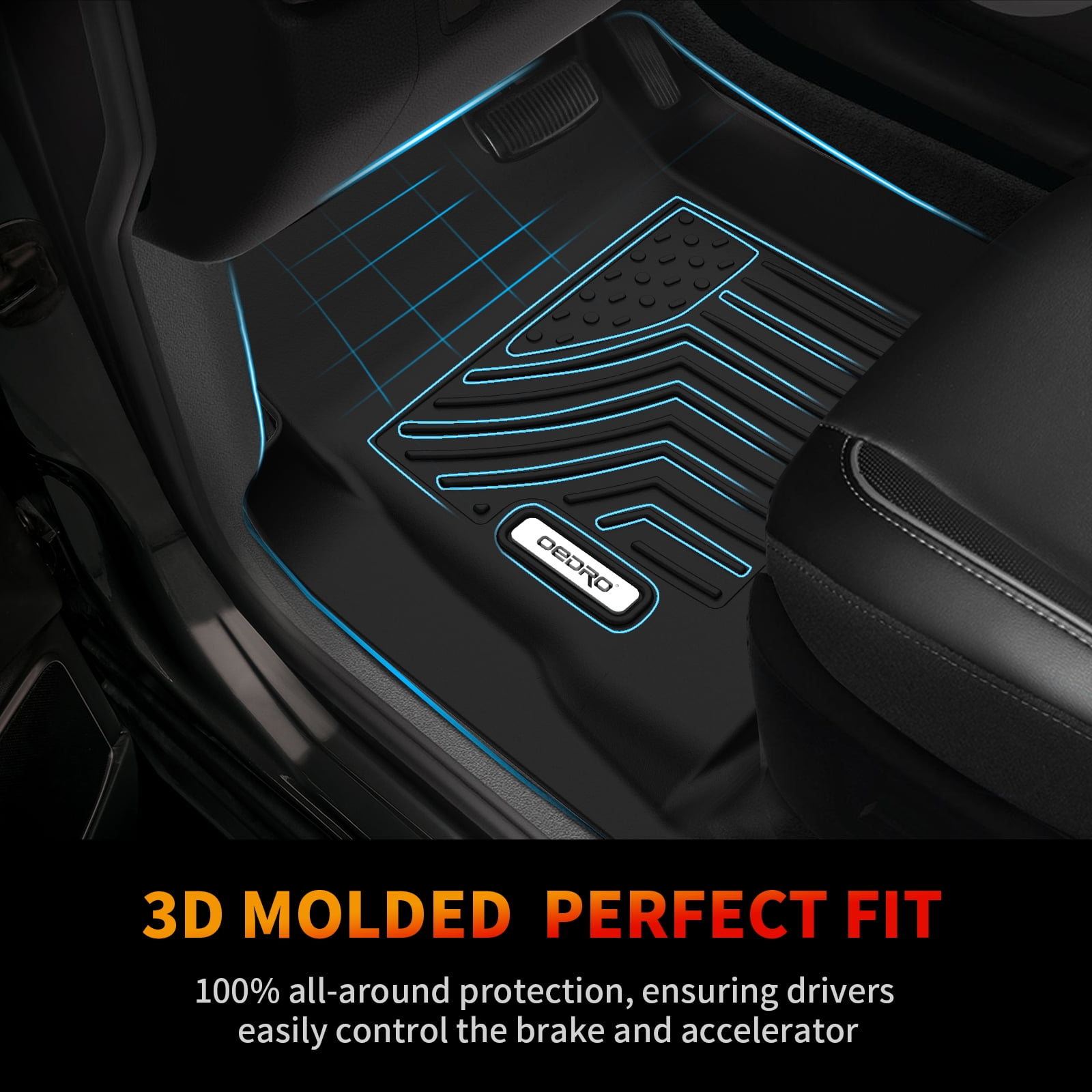 RVNI Floor Mats for 2002-2008 Dodge Ram 1500 Quad Cab/ 03-09 Dodge Ram 2500/3500 Quad Cab 3D Molded