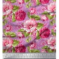 thumbnail image 1 of Soimoi Cotton Poplin Fabric Leaves & Peony Floral Print Fabric by The Yard 56 Inch Wide, 1 of 3