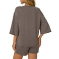thumbnail image 5 of SUNBS 2 Piece Lounge Sets for Women Pajama 3/4 Sleeve Oversized Tshirts Elastic Waist Short With Pocket, 5 of 5
