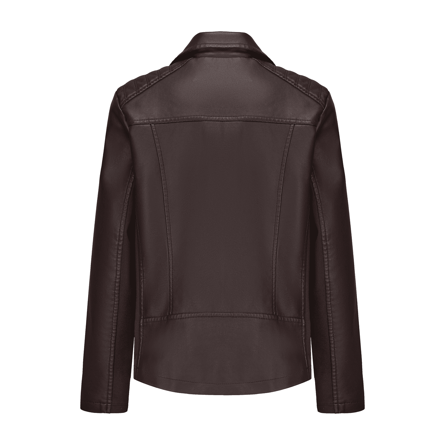 Panan Women's Faux Leather Jacket with Collar Long - Sleeve, Full - Zip Front & Side Zipper Pocket