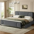 thumbnail image 1 of GUNAITO King Bed Frame with 2 Storage Drawers, Platform Bed with Velvet Upholstered Headboard, Modern Bed Frame with Charging Station & USB Port, Beige, 1 of 9