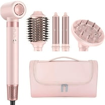 5-in-1 High-Speed Hot Air Styler with Diffuser for Curly Hair - Professional Frizz-Free Hair Dryer Brush for Fast Drying, Curling & Volumizing, Includes Travel Bag