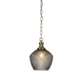 thumbnail image 1 of Zola Chain Hung Pendant In New Age Brass Finish With 9" Smoke Textured Glass, 1 of 1